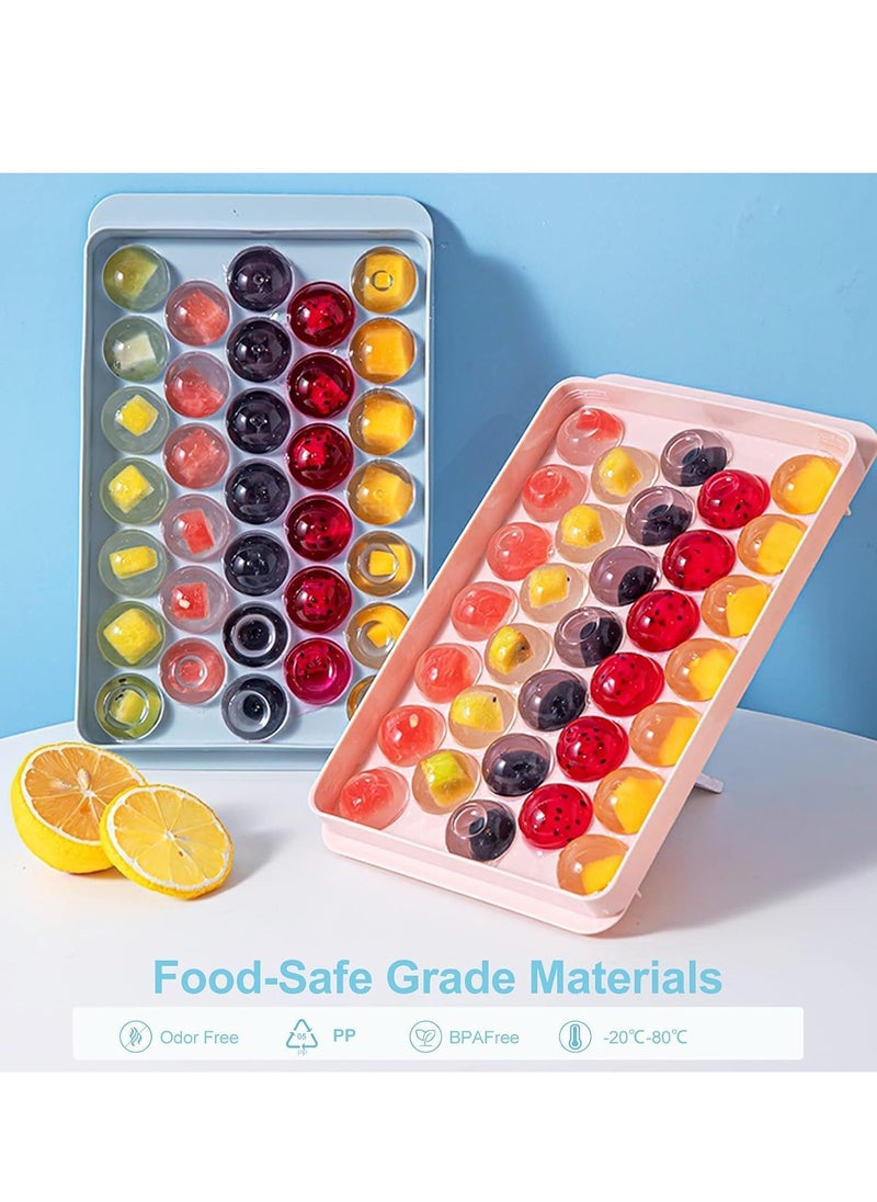 RATSAW - Round Ice Cube Tray with Lid Ice Ball Maker Mold for Freezer with Container Mini Circle Ice Cube Tray Making Sphere Ice Chilling Soda Pop Tea Coffee - Image 1