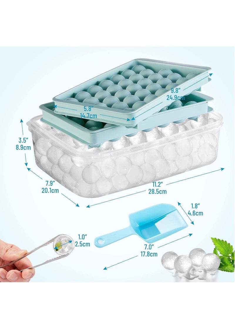 RATSAW - Round Ice Cube Tray with Lid Ice Ball Maker Mold for Freezer with Container Mini Circle Ice Cube Tray Making Sphere Ice Chilling Soda Pop Tea Coffee - Image 1