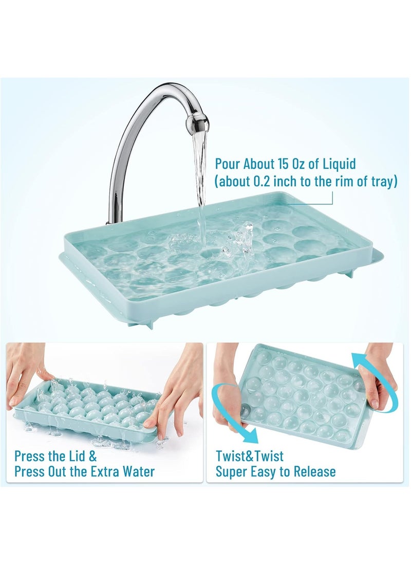 RATSAW - Round Ice Cube Tray with Lid Ice Ball Maker Mold for Freezer with Container Mini Circle Ice Cube Tray Making Sphere Ice Chilling Soda Pop Tea Coffee - Image 1