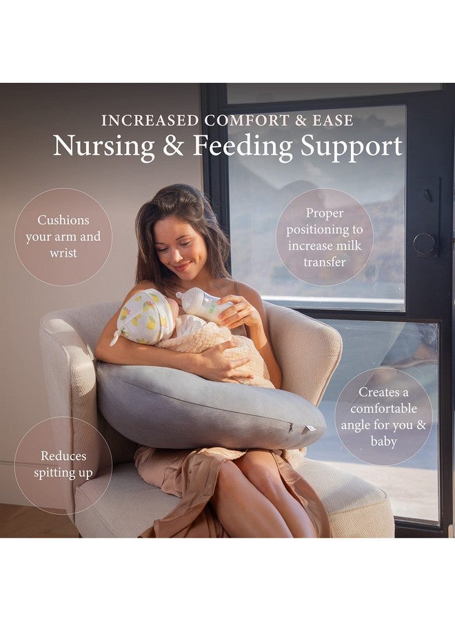 Pharmedoc Nursing Pillow for Breastfeeding - Breast Feeding Pillows for Mom - Bottle Feeding - Support for Mom and Baby - Pregnancy Maternity Pillows, Baby Shower Must Haves - Grey Cooling Cover - Image 1