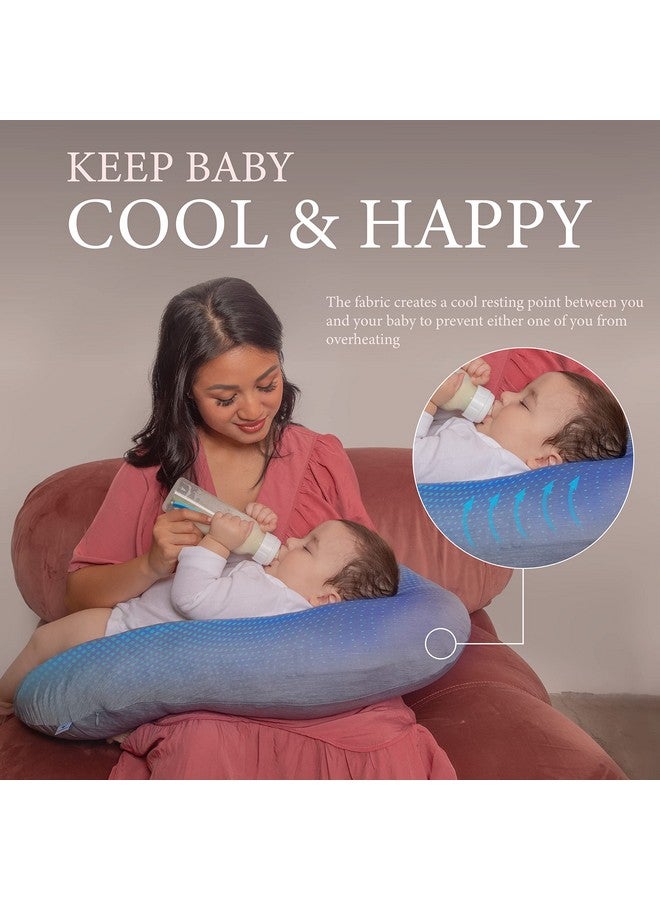 Pharmedoc Nursing Pillow for Breastfeeding - Breast Feeding Pillows for Mom - Bottle Feeding - Support for Mom and Baby - Pregnancy Maternity Pillows, Baby Shower Must Haves - Grey Cooling Cover - Image 3
