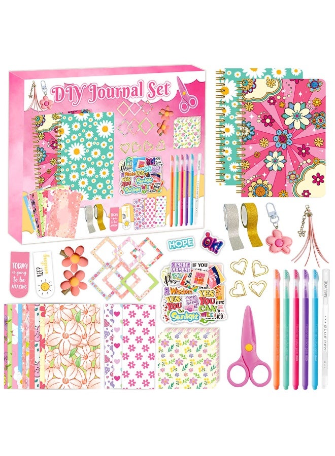دايتويز مجموعة دفاتر ملاحظات للأطفال: مجموعة قرطاسية سكرابوكينغ للأطفال مع دفترين، ملصقات، أقلام، وإكسسوارات لطيفة - هدية عيد ميلاد للبنات - Image 1