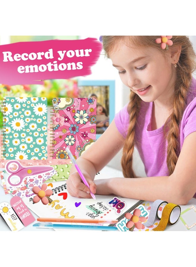دايتويز مجموعة دفاتر ملاحظات للأطفال: مجموعة قرطاسية سكرابوكينغ للأطفال مع دفترين، ملصقات، أقلام، وإكسسوارات لطيفة - هدية عيد ميلاد للبنات - Image 4