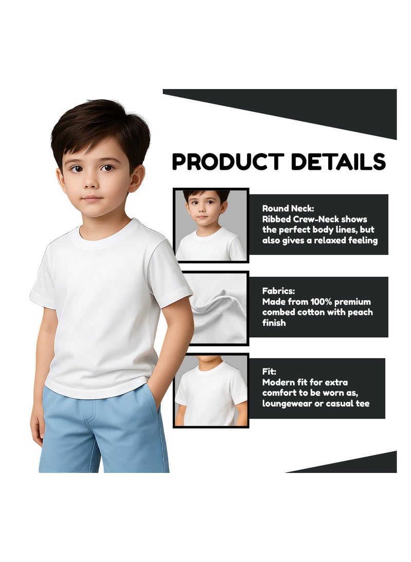 برينت شوب فور مي Printshop4me تي شيرت للأولاد برقبة دائرية 170 جرام في المتر المربع من القطن الخالص الألوان الأساسية - Image 3