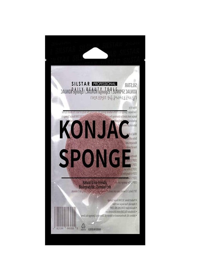 SILSTAR PROFESSIONAL 100% Natural Organic Facial & Body KONJAC Bath Sponge for Natural Glow & Softness by Detoxifying, Deep Make-Up Cleansing, Ph Levels; Good for Babies (Rose Red Clay, Pack of 1) - Image 1