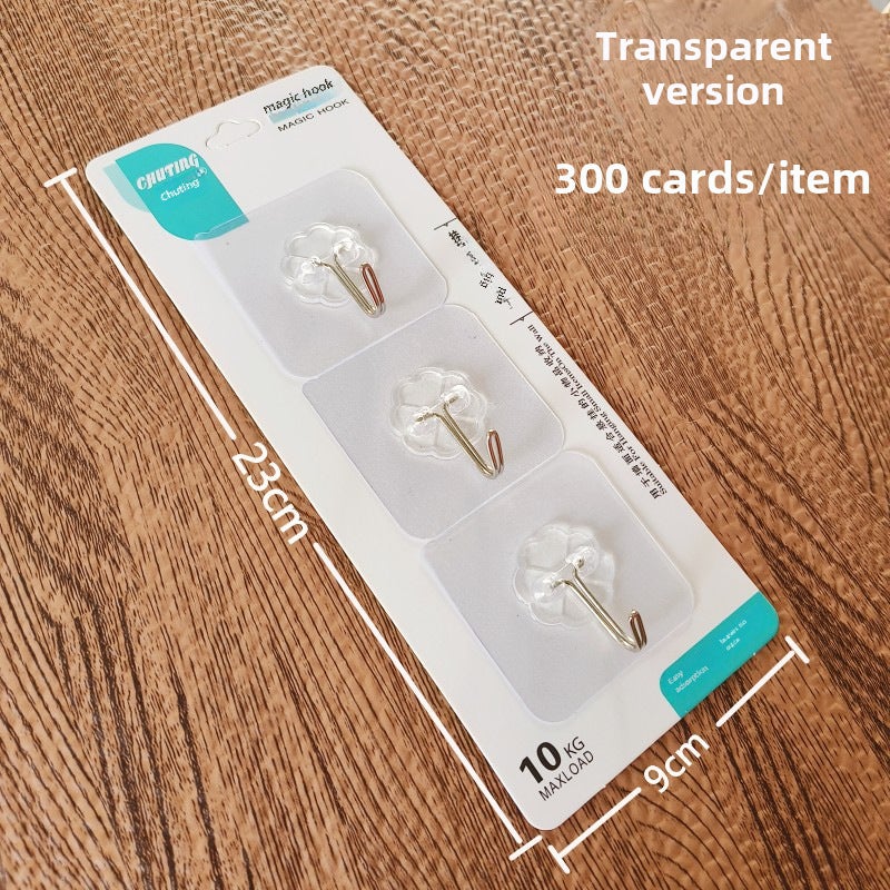 Clear Adhesive Hooks 3-Pack, Punch-Free Strong Seamless Hooks [transparent] suction card three metal hook 6*6cm [transparent] suction card three metal hook 6*6cm