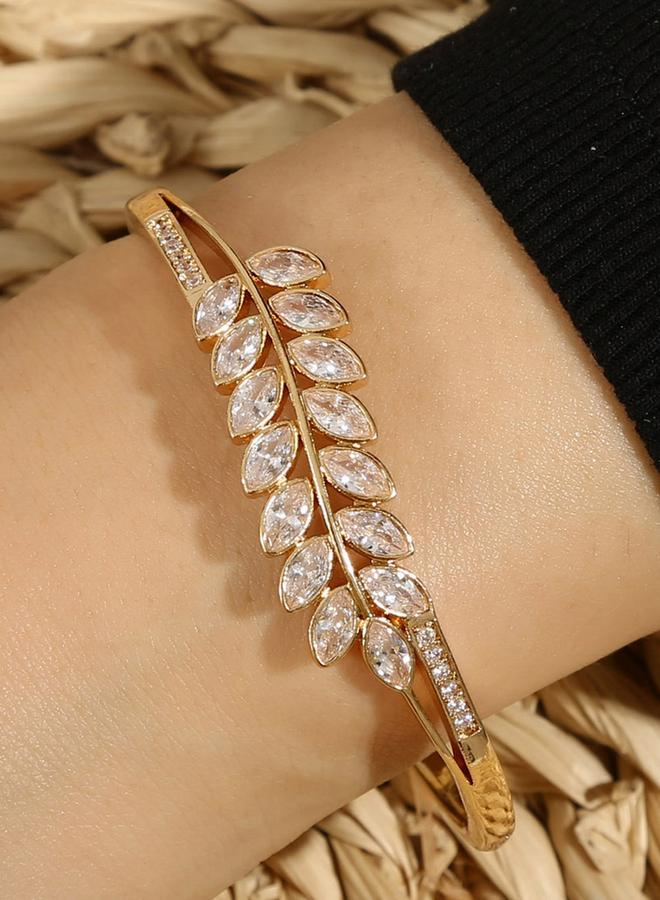 Take Two Leaf Embellished Bangle - Image 1