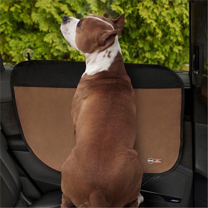 K&H Pet Products واقي باب السيارة بني، عبوة من قطعتين، واقي داخلي لباب السيارة من خدش الكلاب، واقي للحيوانات الأليفة للسيارات السيدان والدفع الرباعي لخدوش باب السيارة - Image 2