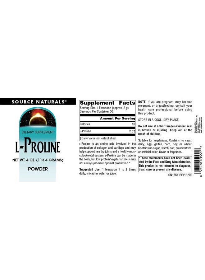 Source Naturals L-Proline Powder - 4 Ounce - Image 4