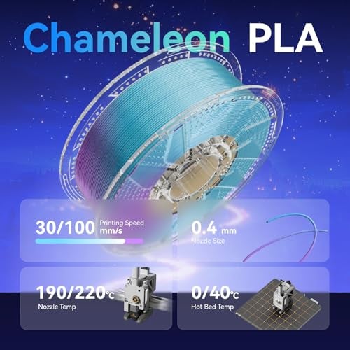 Chitu Systems Conjure Chameleon PLA 3D Printer Filament, 1.75mm Galaxy Dual Color Filament, Changing Color with Light and Angles, Blue Purple 3D Printing Filament 1KG/2.2lb - Image 4