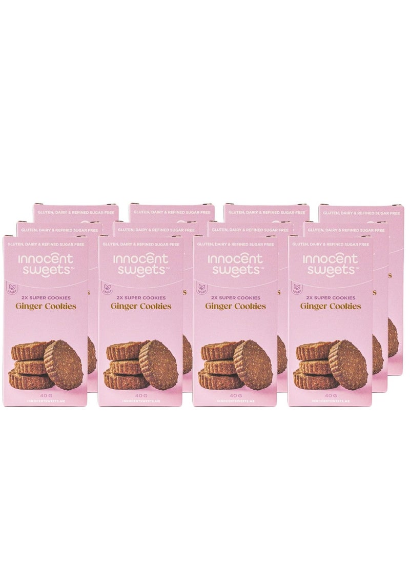 Innocent Sweets Innocent Sweets Ginger Cookies, Gluten, Dairy and Refinded Sugar Free, 100% Vegan, 40g, 2 Pieces in 1 Packet, Box of 12 Packets  - Image 1