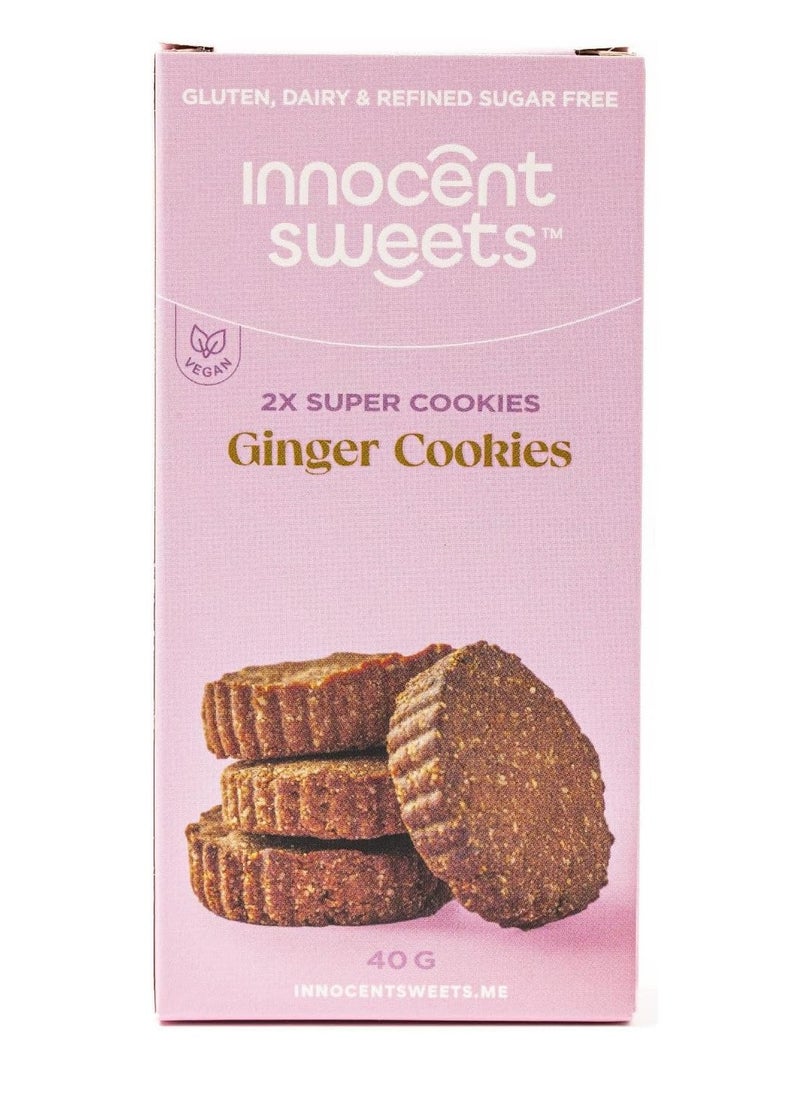 Innocent Sweets Innocent Sweets Ginger Cookies, Gluten, Dairy and Refinded Sugar Free, 100% Vegan, 40g, 2 Pieces in 1 Packet, Box of 12 Packets  - Image 2