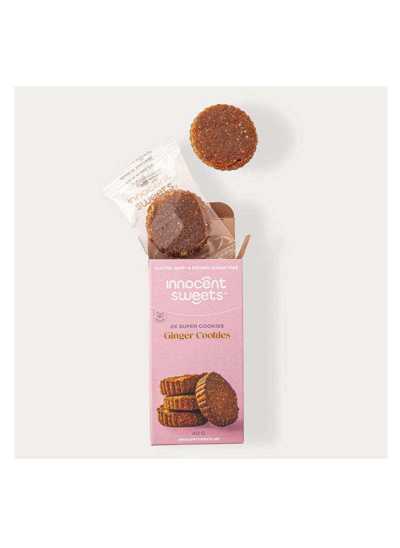 Innocent Sweets Innocent Sweets Ginger Cookies, Gluten, Dairy and Refinded Sugar Free, 100% Vegan, 40g, 2 Pieces in 1 Packet, Box of 12 Packets  - Image 4