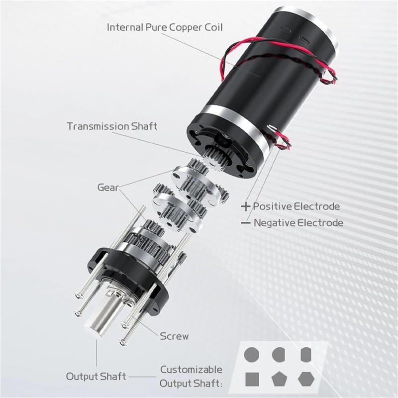 12V 57RPM Micro Planetary Gear Motor High Torque Forward Reverse Adjustable - Image 5