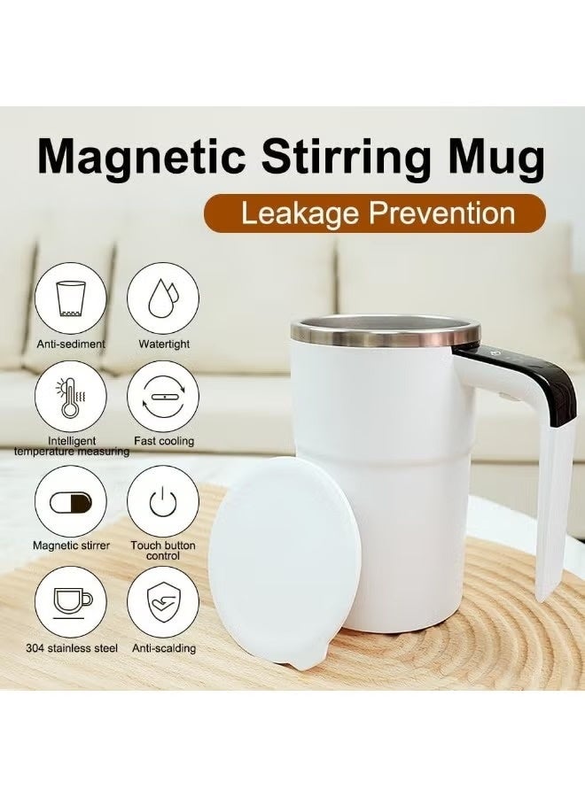 Self Stirring Mug 14oz Rechargeable Auto Magnetic Coffee Mug | White Electric Automatic Mixing Cup with 2 Stir Bars | Smart Automatic Coffee Mixer Cup | USB Rechargeable Self Stirring Cup | Waterproof Portable Coffee Mug for Coffee, Milk, Cocoa & Protein Shakes | Travel, Office & Kitchen Use | Best Gift for Coffee Lovers - Image 3