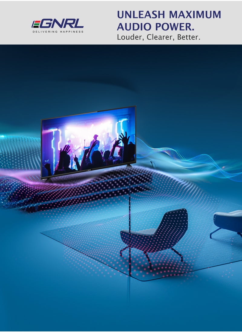 اغنرل تلفزيون سمارت LED فائق الوضوح 39 بوصة، EGTV40HDS | HDMI، Google Play، Netflix، YouTube، WiFi وBluetooth | مع جهاز تحكم عن بُعد، ضمان سنة واحدة.  - Image 3
