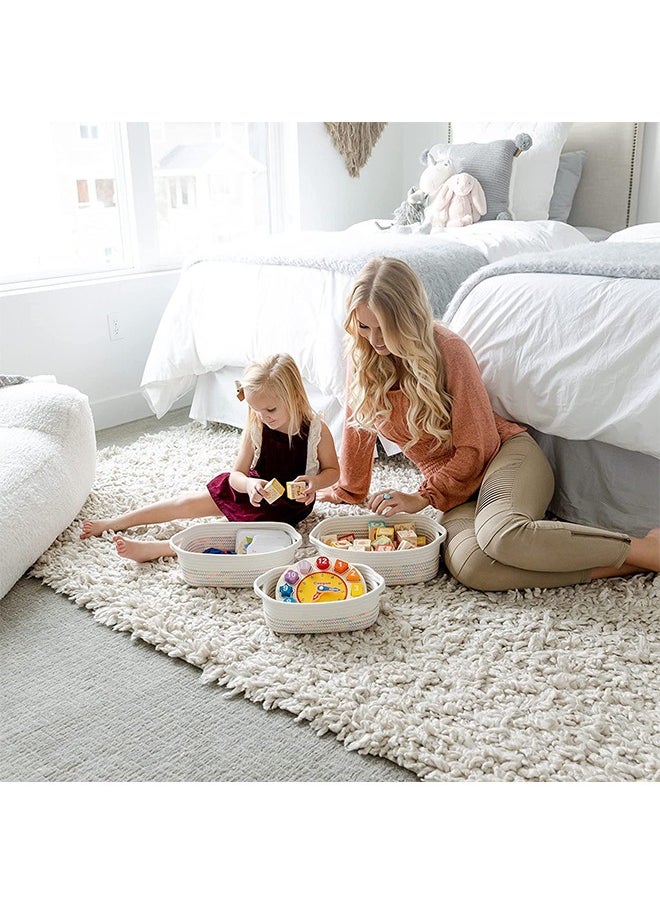 MIXDE Rectangular Storage Basket-5-Piece Natural Cotton Rope Woven Organizer Basket, Dog Toy Basket, Cat Toy Box, Bathroom Organizer  - Image 3