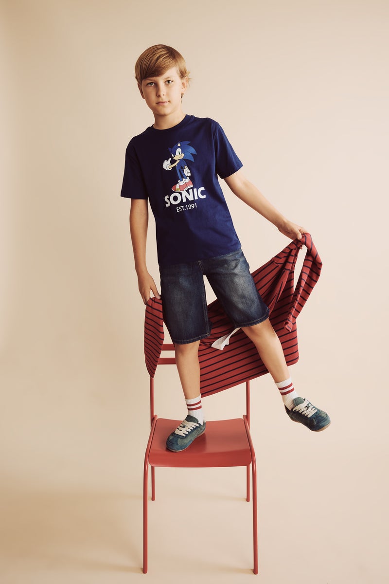 DeFacto Blue Boy Boy Sonic The Hedgehog Licensed New Regular Fit T-Shirt Casual - Image 2