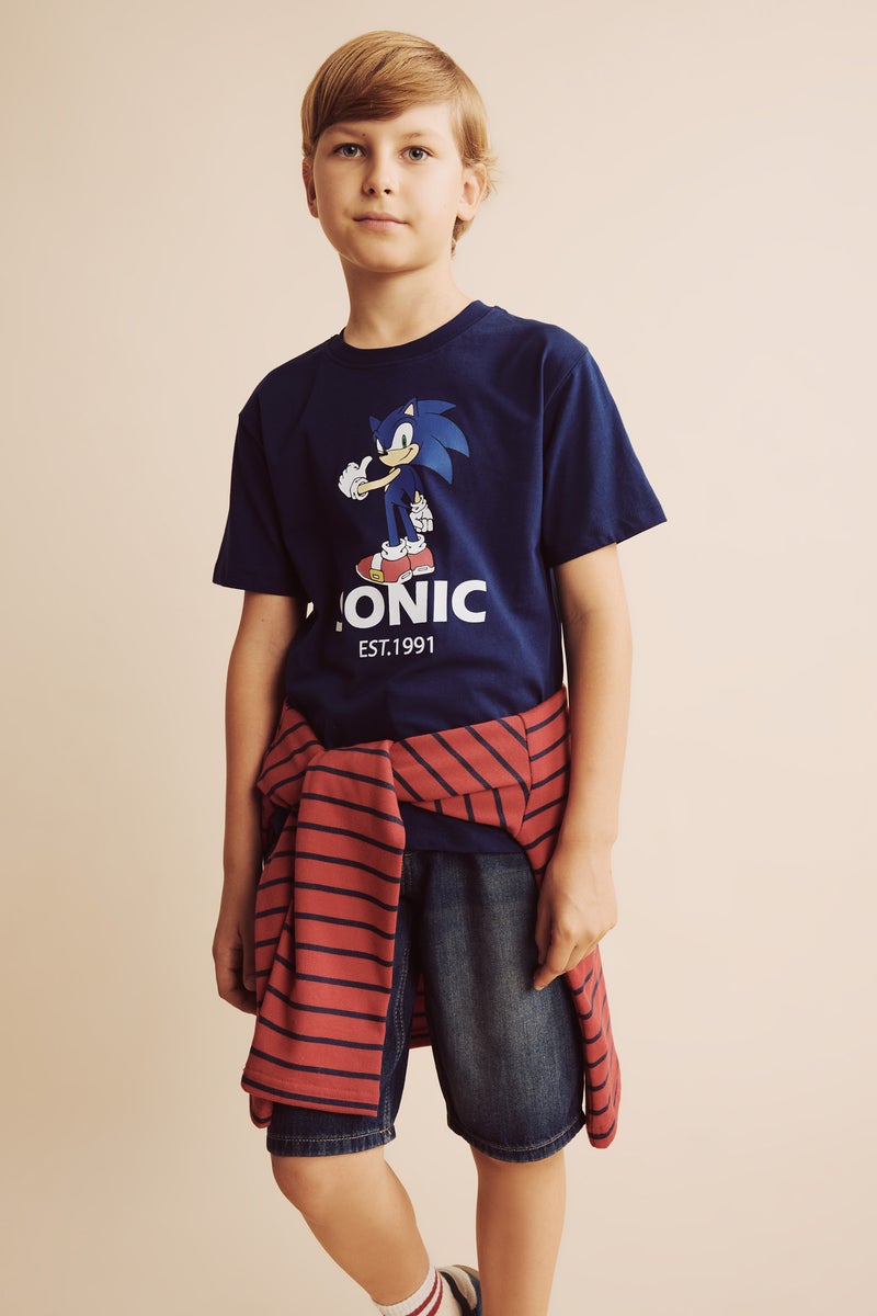 DeFacto Blue Boy Boy Sonic The Hedgehog Licensed New Regular Fit T-Shirt Casual - Image 1