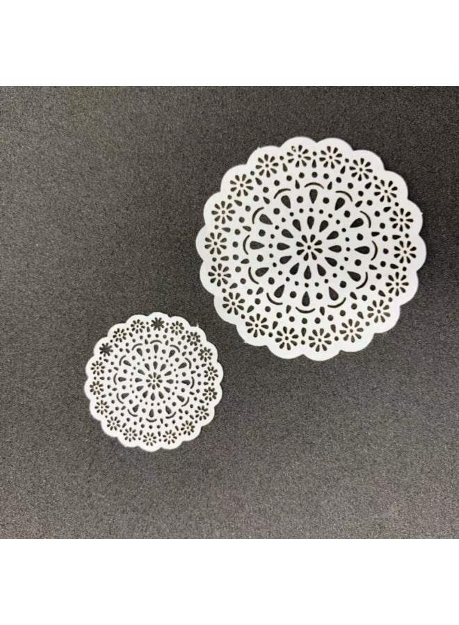 Doll House Cake Paper Pad Food Play Hand Account Decoration Mini Lace Paper Retro Hollow Paper Lace Paper Props Decoration-Color:No. 4 Large And Small  - Image 1