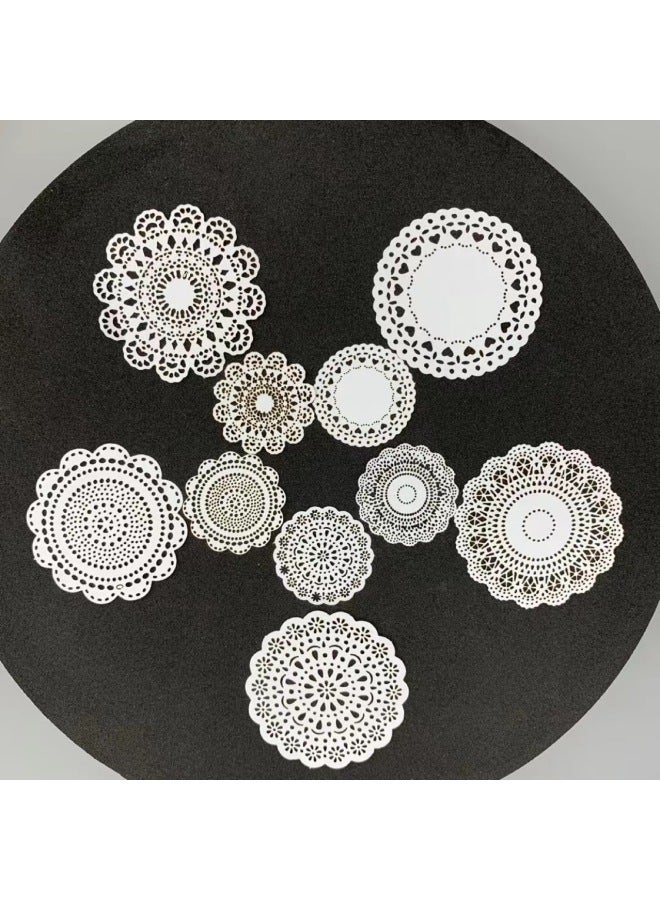 Doll House Cake Paper Pad Food Play Hand Account Decoration Mini Lace Paper Retro Hollow Paper Lace Paper Props Decoration-Color:No. 4 Large And Small  - Image 4