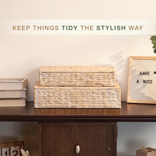 84ECO Set of 2 Decorative Storage Boxes With Lids for Home Decor, Shelves - Image 3