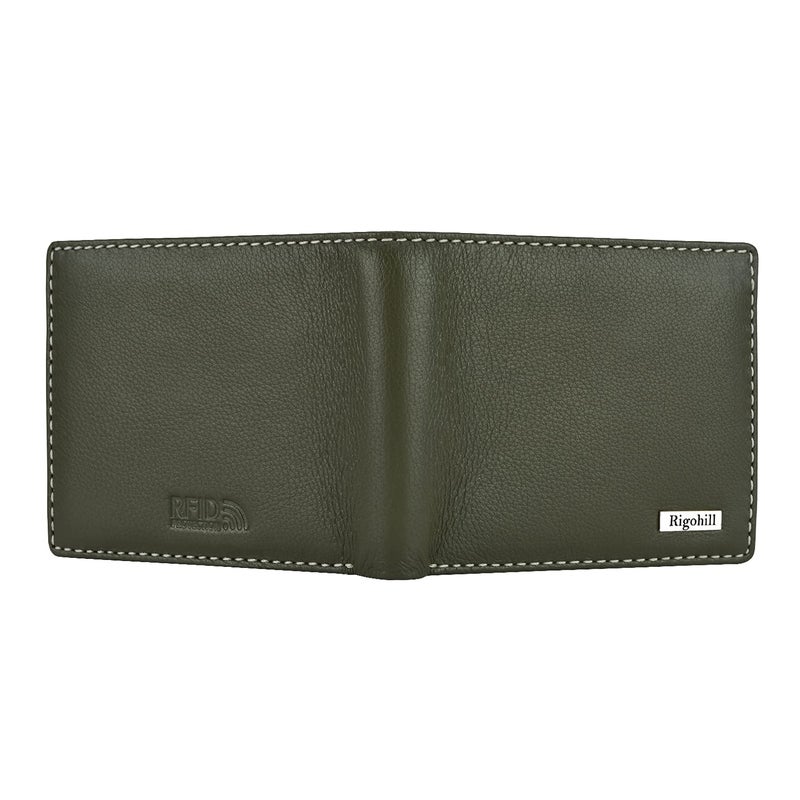 Rigohill Madrid Olive RFID Blocking Leather Wallet for Men | Mens Wallet - Image 5