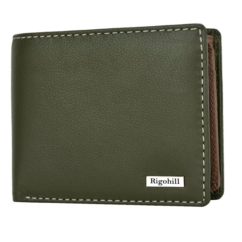 Rigohill Madrid Olive RFID Blocking Leather Wallet for Men | Mens Wallet - Image 1