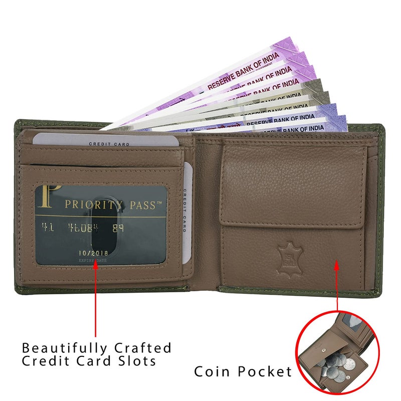 Rigohill Madrid Olive RFID Blocking Leather Wallet for Men | Mens Wallet - Image 3