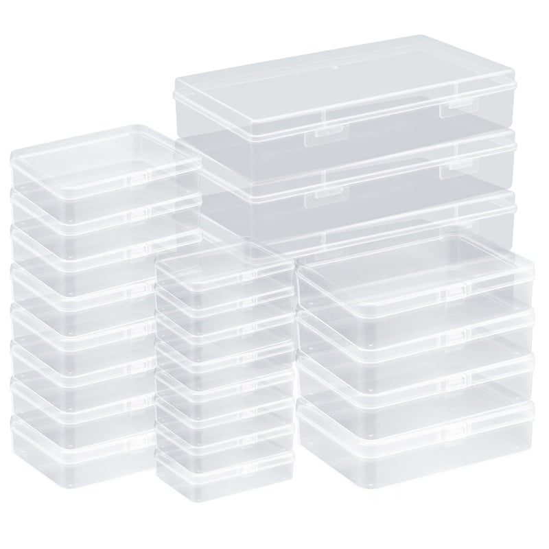 Rocutus Clear Plastic Beads Storage Containers Empty Mini Storage Containers Box,24 Pack Plastic Storage Containers with Lids,Beads Storage Box with Hinged Lid for Beads,Earplugs,Pins, Small Items - Image 1