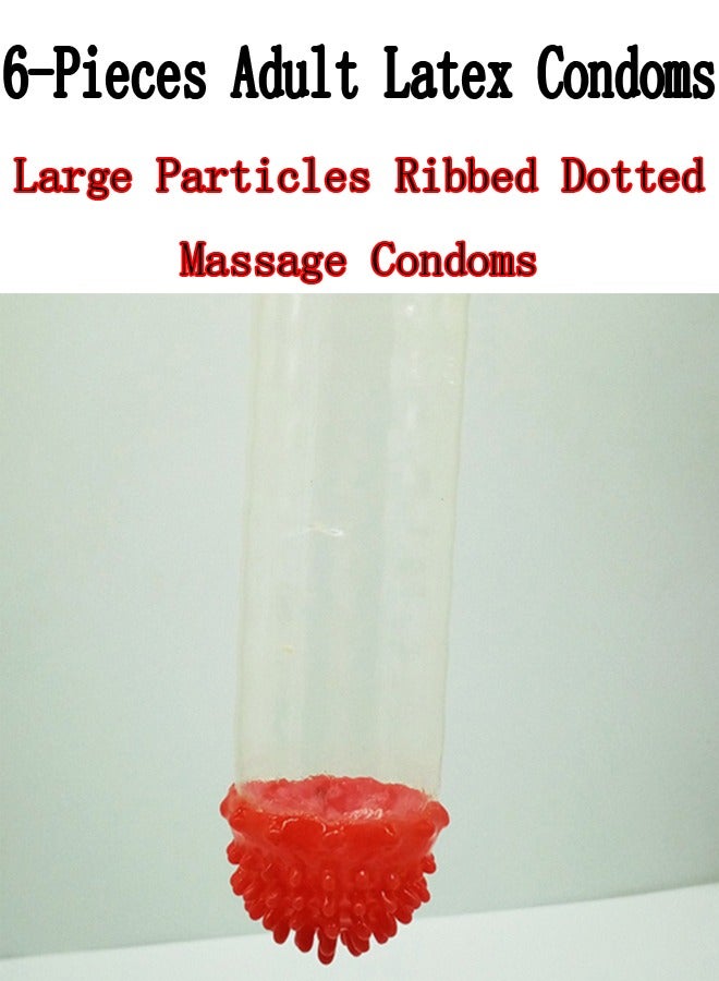 Generic 6-Pieces Adult Latex Condoms,Large Particles Ribbed Dotted Massage Condoms,Enhance Sense Stimulation Condoms,Colour Red  - Image 4