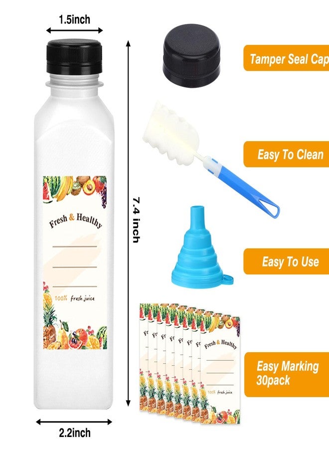 SUPERLELE 30pcs 16oz PP Heat-Resistant Clear Reusable Plastic Juice Bottles with Caps Plastic Dishwasher Safe Containers with Black Tamper Proof Lids, Brush, Funnel for Juice Milk Smoothie Drinking - Image 2