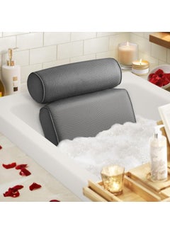 LuxStep LuxStep Bath Pillow Bathtub Pillow with 6 Non-Slip Suction Cups for Head,Neck and Back Support, Extra Thick and Soft Air Mesh Spa Pillow for Bath - Fits All Bathtub, 15.35x14.56 Inch,Grey 