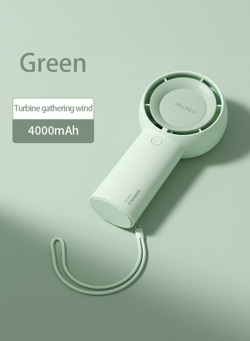 JISULIFE handheld turbo fan 【16 hours maximum cooling time】 Mini portable handheld fan,4000mAh USB rechargeable Mini fan,5 speeds,suitable for travel/home/office/shopping - Image 1
