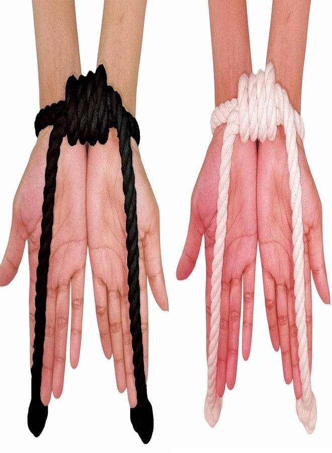 Esselkay أصفاد قطنية من إسيلاكي للعب الأدوار، باللونين الأسود والأبيض، عبوة من 2 - Image 3
