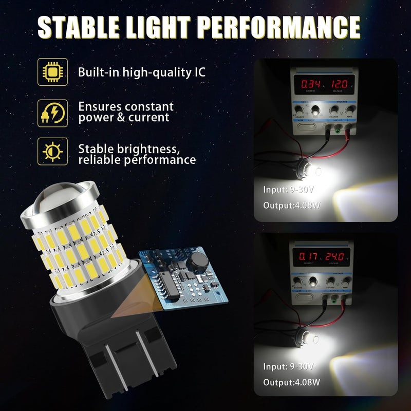 iBrightstar Newest 9-30V Super Bright Low Power 7440 7443 T20 LED Bulbs with Projector Replacement for Back Up Reverse Lights or Tail Brake Lights - Image 4