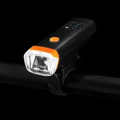 Dark Horse®USB Rechargeable 2400 mAh Cycle Light and Horn with 120DB Cycle Horn 5 Light Modes Waterproof Cycle Light 350LM Smart Sensor Cycle Front USB Light (Orange) - Image 1
