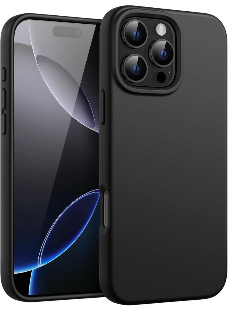 Silicone Case for iPhone 16 Pro Max, Silky Soft Touch Full-Body Protective Phone Case, Anti-Scratch Shockproof Cover with Microfiber Lining (BLACK)