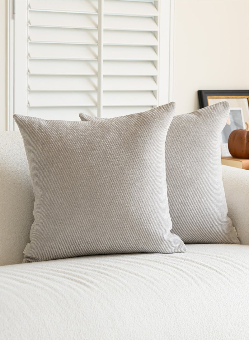 a moment a moment Pack of 2 Decorative Chenille Throw Pillow Covers with Twill Cushion Covers for Sofa Living Room Couch Bed 45x45 CM Grey  - Image 1