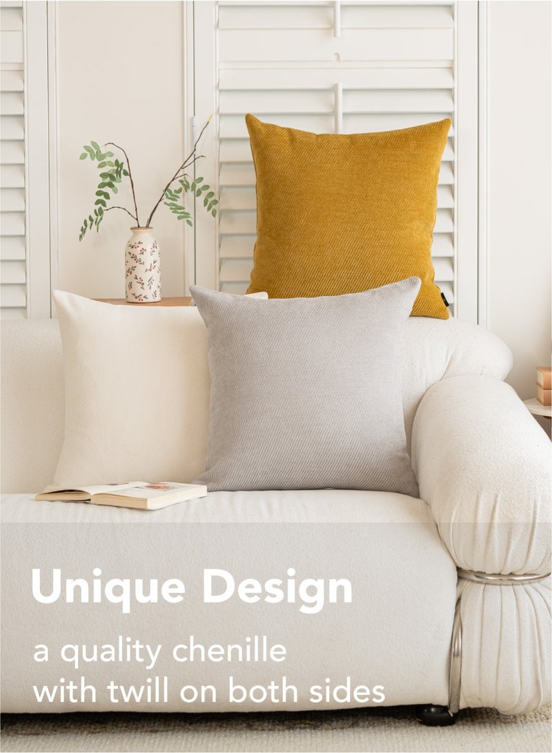 a moment a moment Pack of 2 Decorative Chenille Throw Pillow Covers with Twill Cushion Covers for Sofa Living Room Couch Bed 45x45 CM Grey  - Image 4
