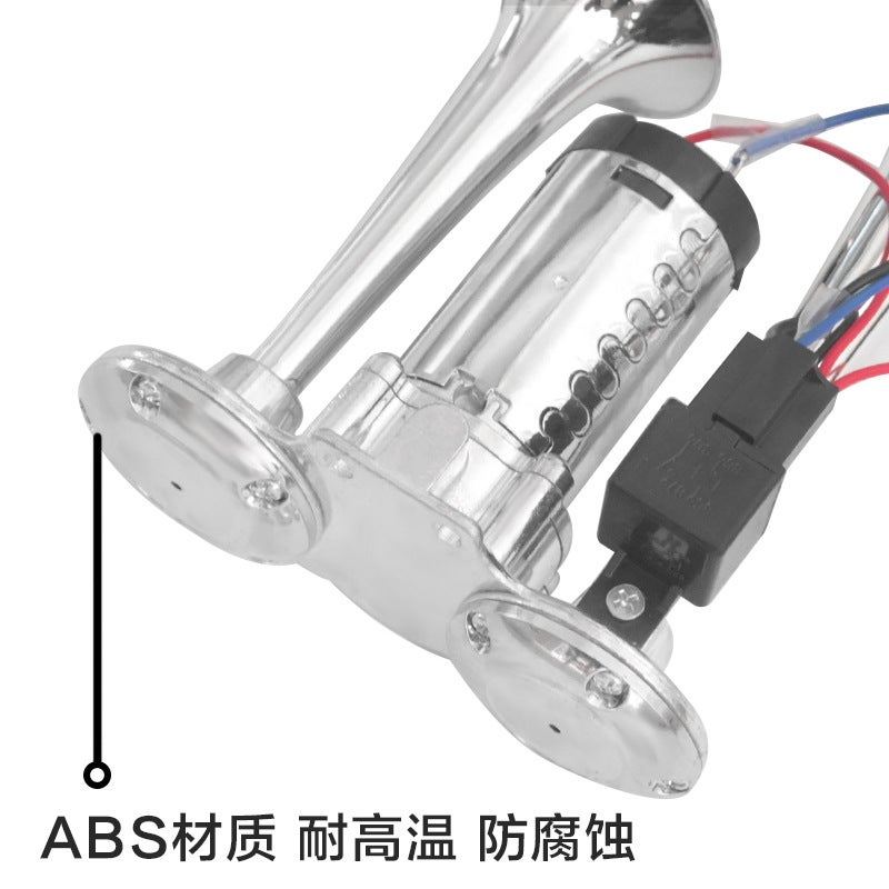 12V/24V Dual Air Horn for Truck Car, 120dB, Chrome - Image 4