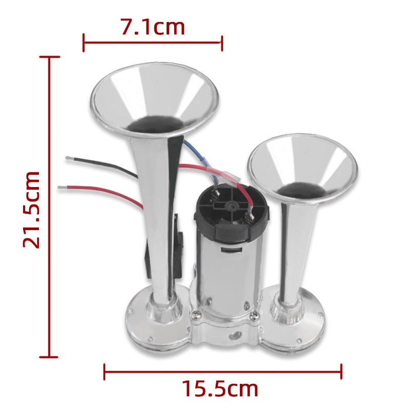 12V/24V Dual Air Horn for Truck Car, 120dB, Chrome - Image 5