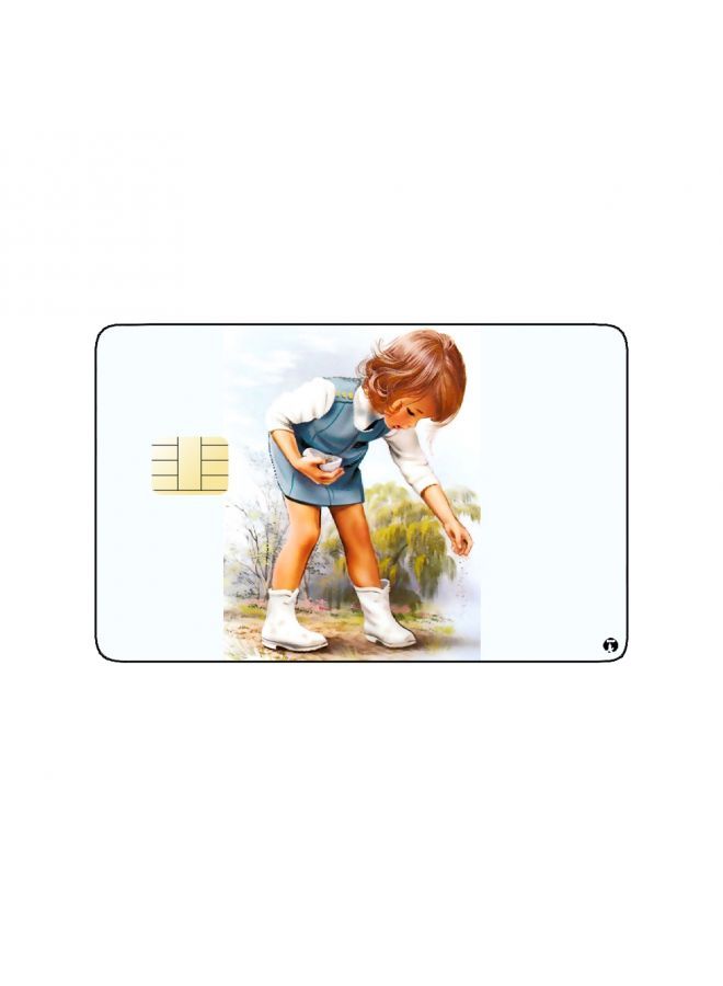 RKN PRINTED BANK CARD STICKER Cute Girl With Seeds Vintage Art - Image 2