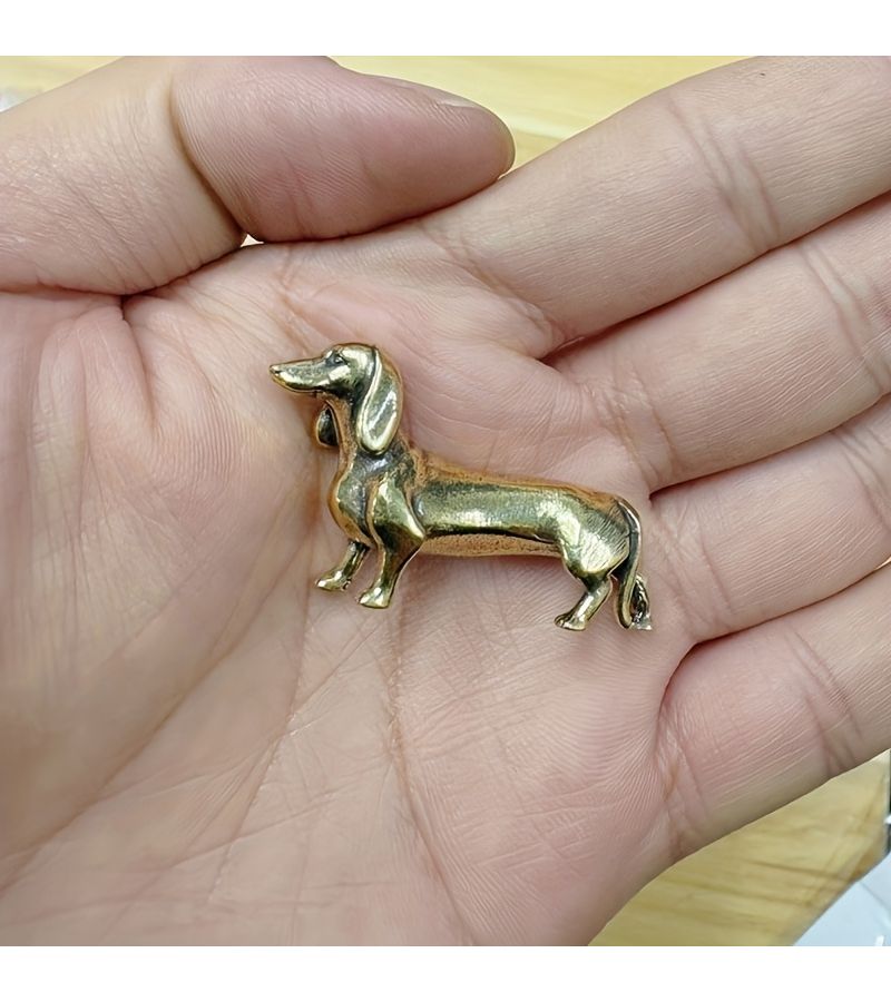 Set Of 3 Vintage Brass Dachshund Statues For Christmas Desktop Desk Home Decor - Image 5