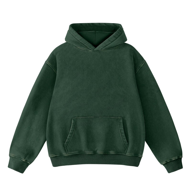 Dnzzs Acid Wash Hoodie Super Soft Sweatshirt for Mens Pullover Oversized Men's Fashion Hoodies & Sweatshirts Vintage Streetwear Green - Image 1