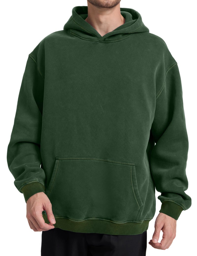 Dnzzs Acid Wash Hoodie Super Soft Sweatshirt for Mens Pullover Oversized Men's Fashion Hoodies & Sweatshirts Vintage Streetwear Green - Image 2