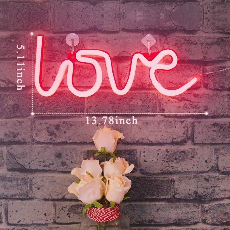 Satyam Kraft SATYAM KRAFT 1 Pc Love Design Neon LED Light for Romantic Gift Room and Home Decoration Red Color with USB Plug Valentine Decoration Item Red 1 Piece  - Image 2