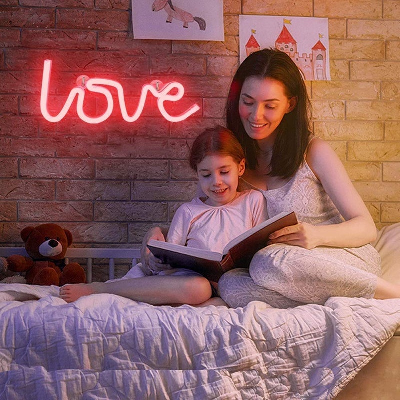 Satyam Kraft SATYAM KRAFT 1 Pc Love Design Neon LED Light for Romantic Gift Room and Home Decoration Red Color with USB Plug Valentine Decoration Item Red 1 Piece  - Image 5