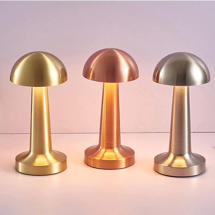 DOYKLI Table Lamp LED Rechargeable Lamp Lamps for Home Decoration Night Lamp for Bedroom Lamp for Bedroom Bedside Lamp Light Lamp Stepless Dimming 3 Colour Touch Control Metal Rose Gold - Image 2