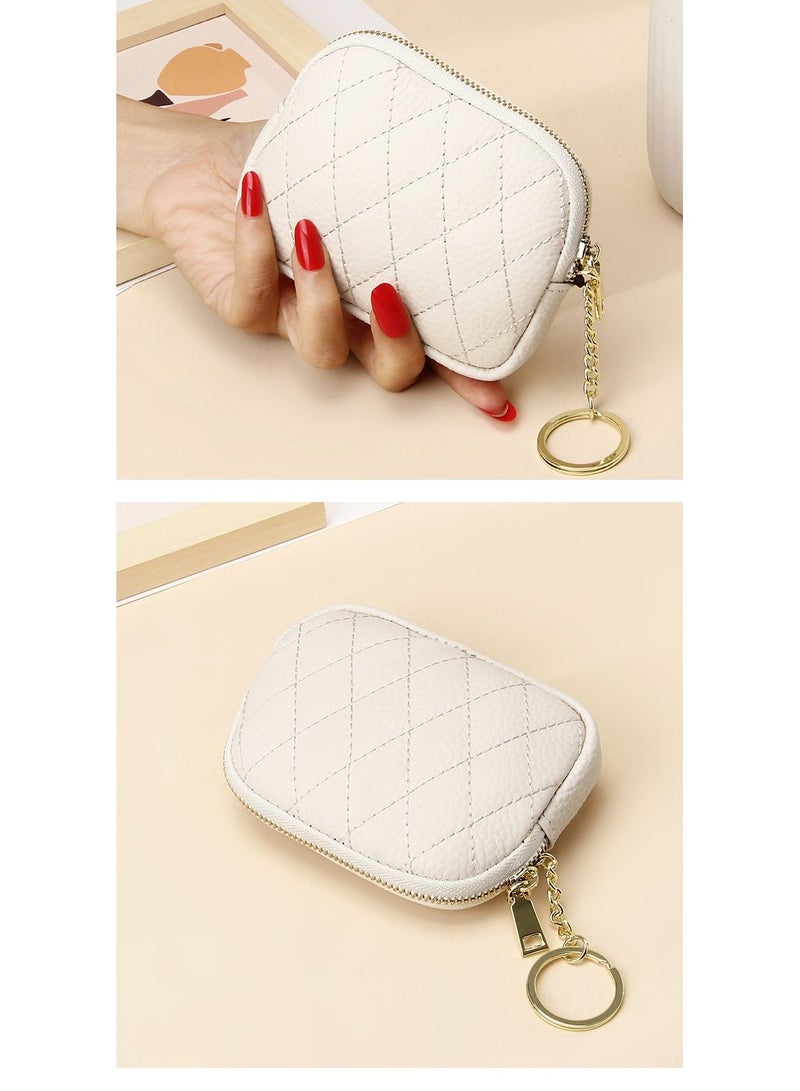 Loquat Zipper Rhombic Mini Purse White 